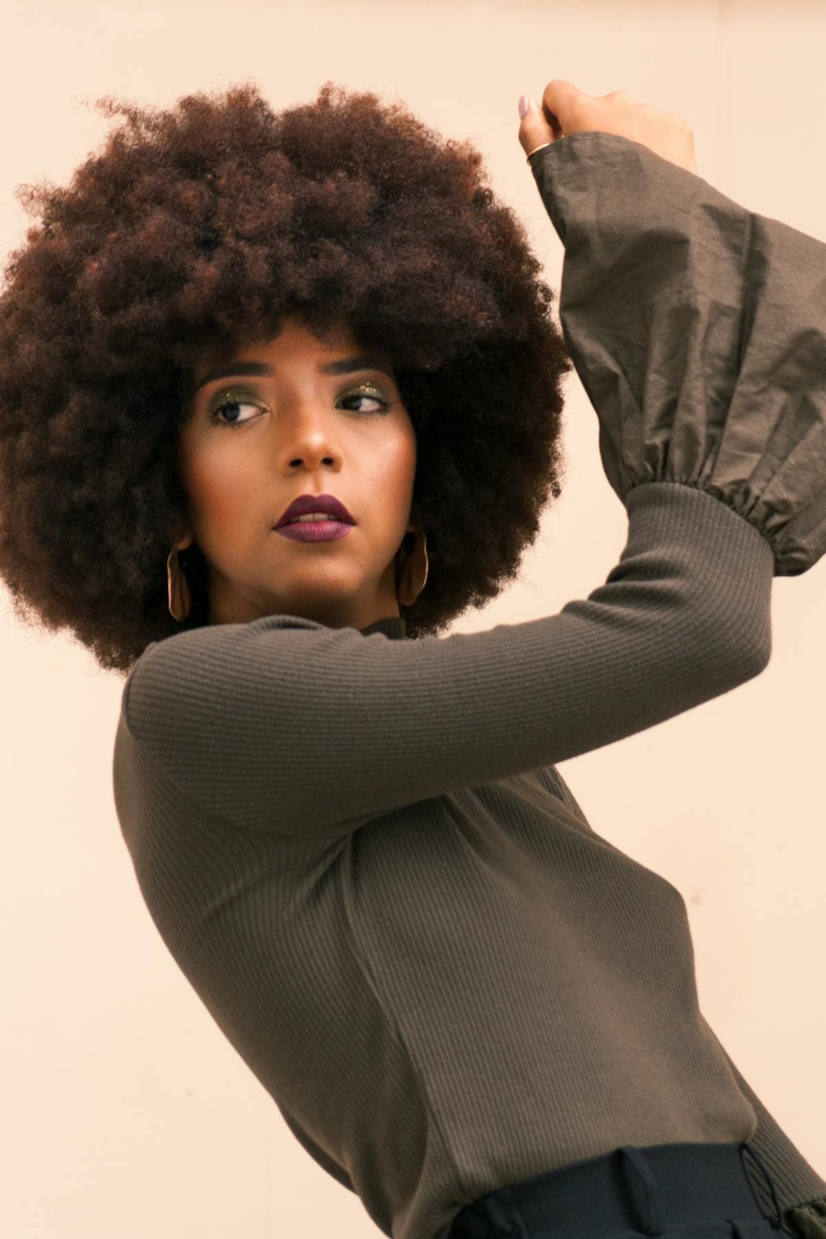 Woman with natural afro, editorial fashion